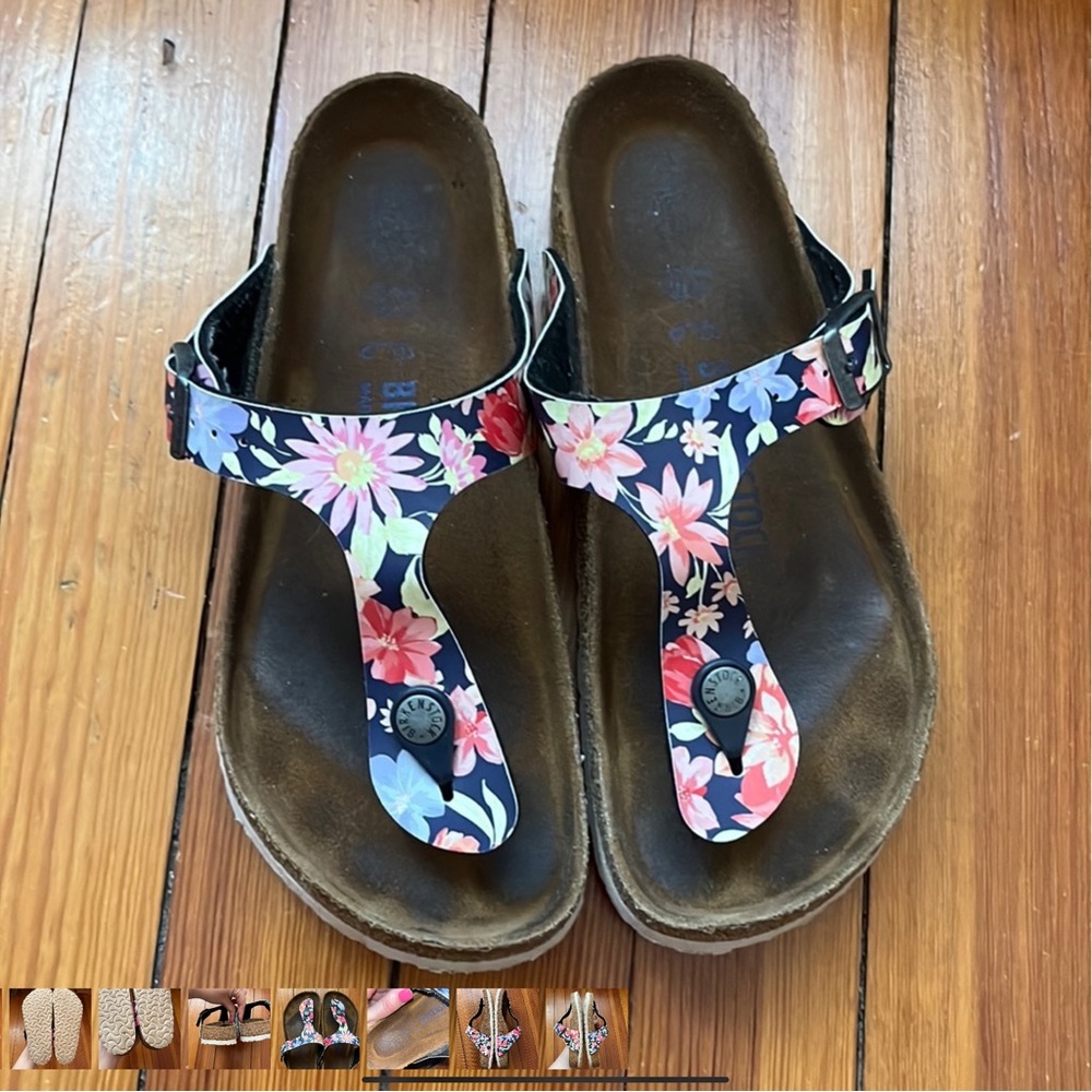 Birkenstock Gizeh Birko-Flor Supernatural Flowers Navy Sz 36
